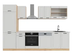 Mueble de cocina casa de campo blanca/roble dorado 300x60x81.6 r-line