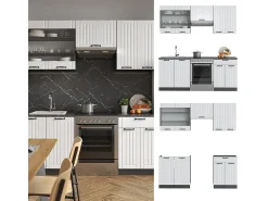 Mueble de cocina casa de campo blanca/antracita 200x46x81.6 fame-line