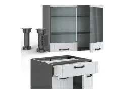 Mueble de cocina casa de campo blanca/antracita 200x46x81.6 fame-line