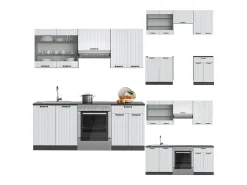 Mueble de cocina casa de campo blanca/antracita 200x46x81.6 fame-line