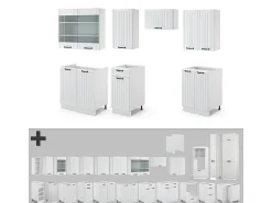 Mueble de cocina casa de campo blanca/blanca 240x46x81.6 fame-line