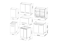 Mueble de cocina casa de campo blanca/blanca 240x46x81.6 fame-line