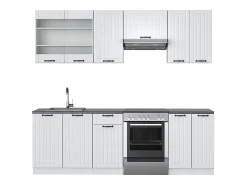 Mueble de cocina casa de campo blanca/blanca 240x46x81.6 fame-line