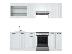 Mueble de cocina casa de campo blanca/blanca 240x60x81.6 fame-line