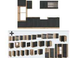 Mueble de cocina casa de campo antracita/roble dorado 300x60x81.6 r-line