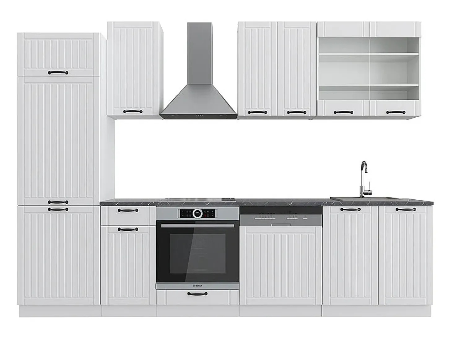 Mueble de cocina casa de campo blanca/blanca 300x60x81.6 fame-line
