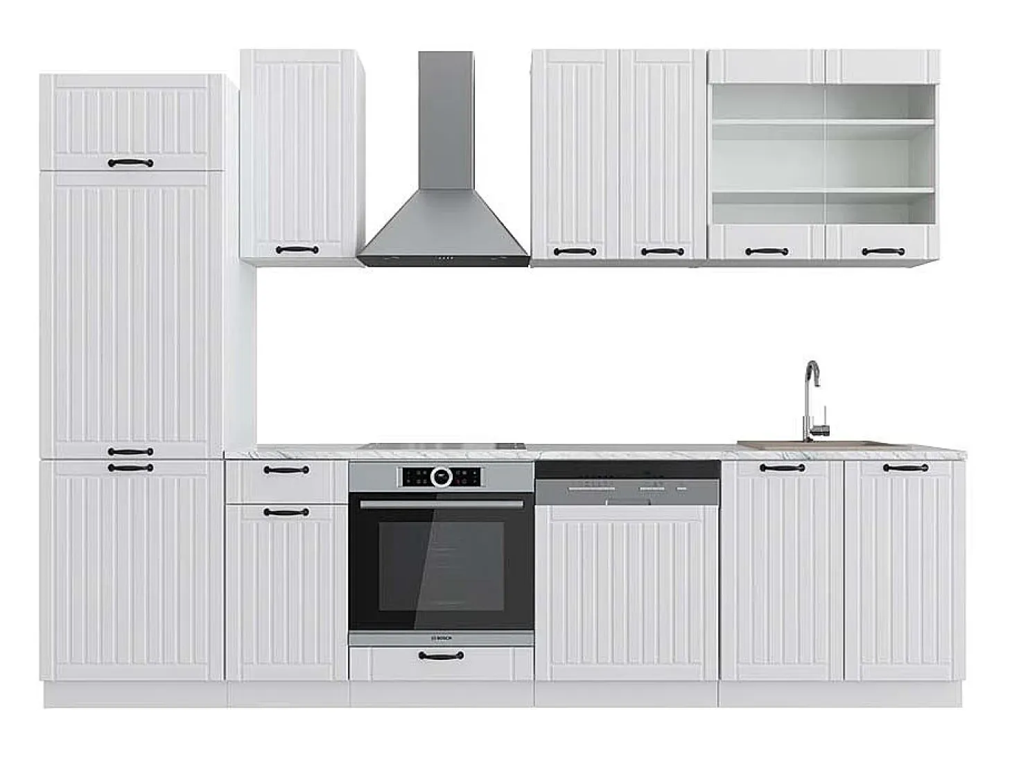 Mueble de cocina casa de campo blanca/blanca 300x60x81.6 fame-line