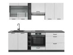 Mueble de cocina casa de campo blanca/antracita 235x60x81.6 fame-line