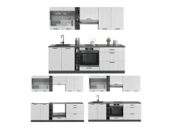 Mueble de cocina casa de campo blanca/antracita 235x60x81.6 fame-line