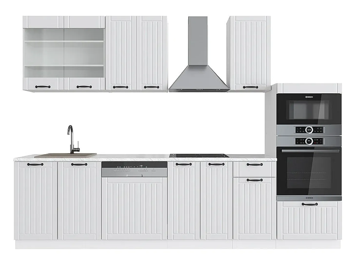Mueble de cocina casa de campo blanca/blanca 300x60x81.6 fame-line
