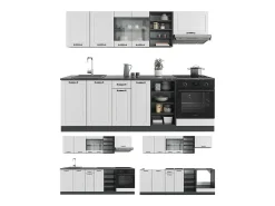 Mueble de cocina casa de campo blanca/antracita 240x46x81.6 r-line
