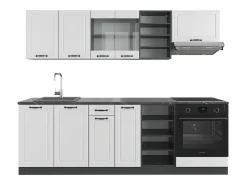 Mueble de cocina casa de campo blanca/antracita 240x46x81.6 r-line