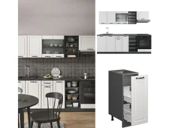 Mueble de cocina casa de campo blanca/antracita 240x46x81.6 r-line
