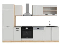 Mueble de cocina casa de campo blanca/roble dorado 300x46x81.6 r-line