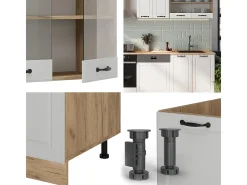 Mueble de cocina casa de campo blanca/roble dorado 300x46x81.6 r-line