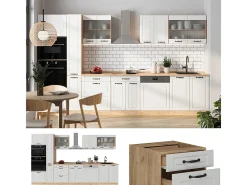 Mueble de cocina casa de campo blanca/roble dorado 350x46x81.6 r-line
