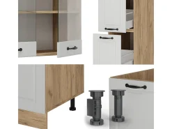 Mueble de cocina casa de campo blanca/roble dorado 350x46x81.6 r-line