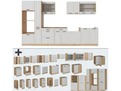 Mueble de cocina casa de campo blanca/roble dorado 350x46x81.6 r-line