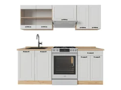 Mueble de cocina casa de campo blanca/roble dorado 200x46x81.6 r-line