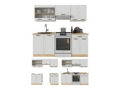 Mueble de cocina casa de campo blanca/roble dorado 200x46x81.6 r-line