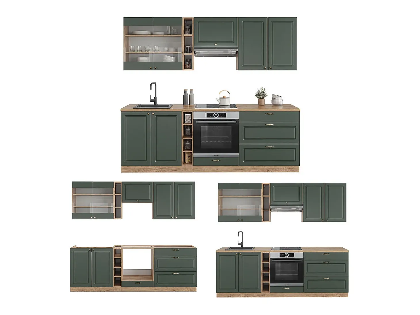 Mueble de cocina green-gold country/gold power roble 235x46x81.6 fame-line