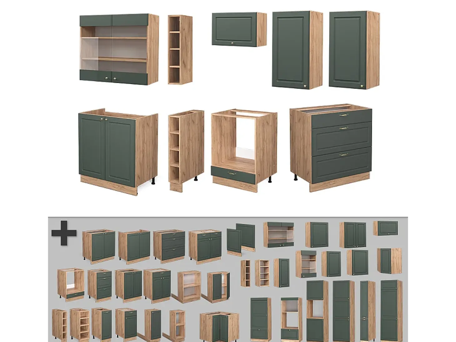 Mueble de cocina green-gold country/gold power roble 235x46x81.6 fame-line