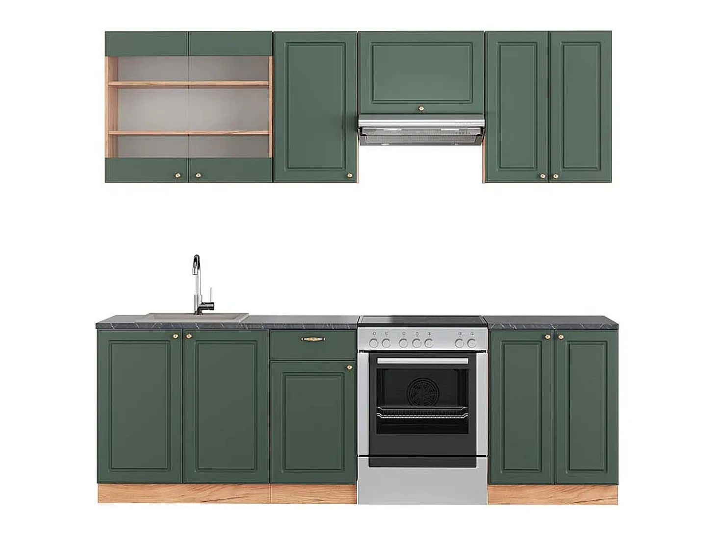 Mueble de cocina green-gold country/gold power roble 240x60x81.6 fame-line