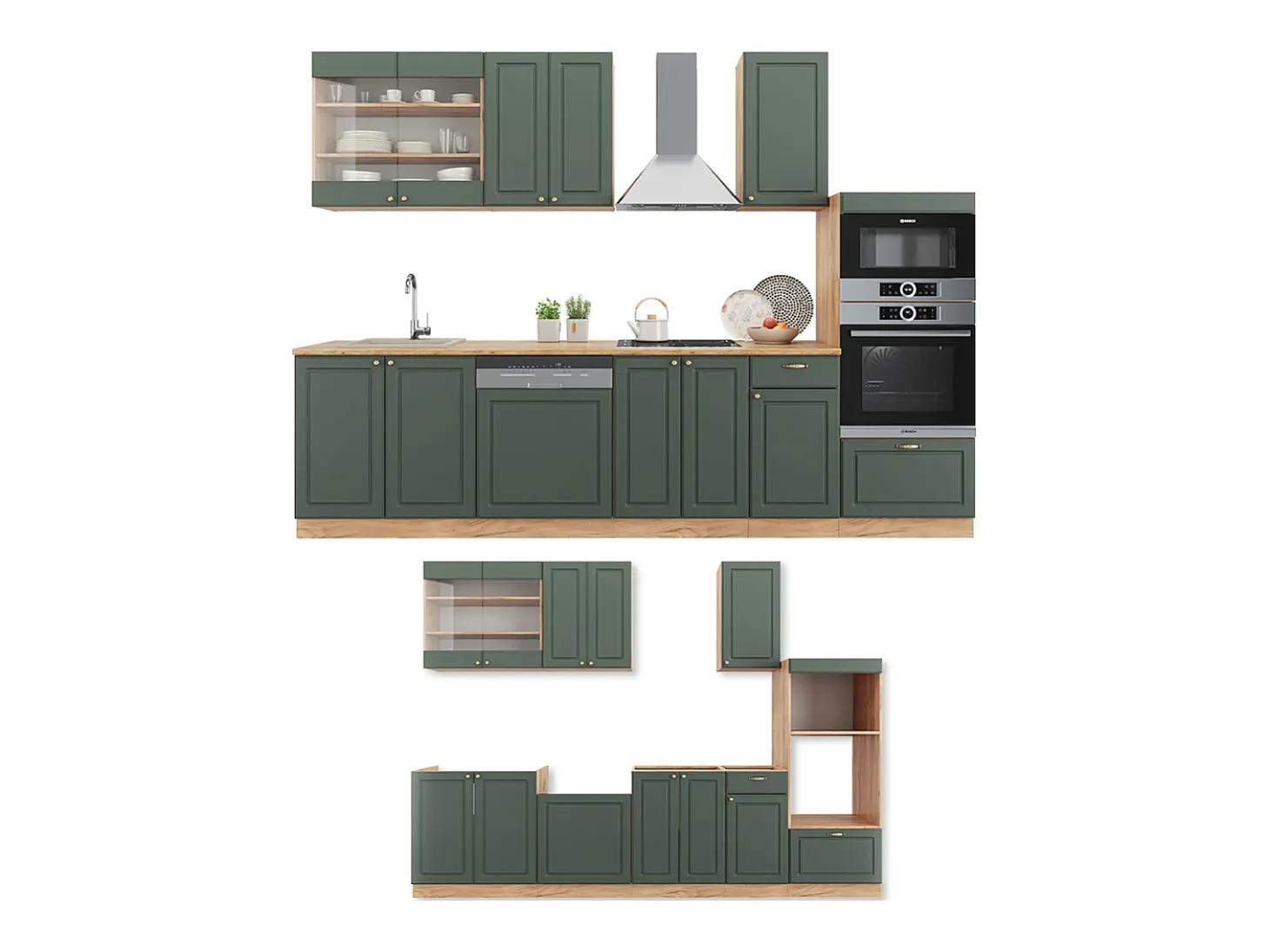 Mueble de cocina green-gold country/gold power roble 300x46x81.6 fame-line