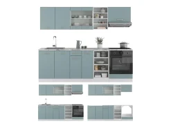 Mueble de cocina gris azulado 240x60x81.6 r-line