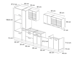 Mueble de cocina gris azulado/antracita 350x60x81.6 r-line