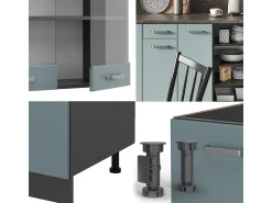 Mueble de cocina gris azulado/antracita 240x46x81.6 r-line