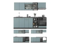 Mueble de cocina gris azulado/antracita 240x60x81.6 r-line