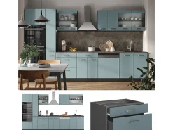 Mueble de cocina gris azulado/antracita 350x46x81.6 r-line