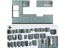 Mueble de cocina gris azulado/antracita 350x46x81.6 r-line