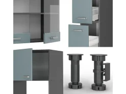 Mueble de cocina gris azulado/antracita 350x46x81.6 r-line