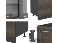 Mueble de cocina gris noble/antracita 300x46x81.6 r-line