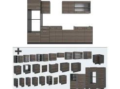 Mueble de cocina gris noble/antracita 300x46x81.6 r-line