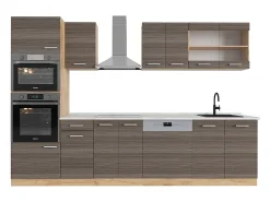 Mueble de cocina gris noble/roble dorado 300x60x81.6 r-line