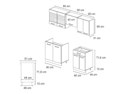 Mueble de cocina gris noble/antracita 200x60x81.6 r-line