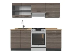 Mueble de cocina gris noble/antracita 200x60x81.6 r-line