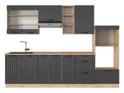 Mueble de cocina gris oscuro 280x60x81.6 fame-line