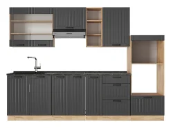 Mueble de cocina gris oscuro 280x60x81.6 fame-line