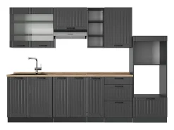 Mueble de cocina gris oscuro 280x46x81.6 fame-line