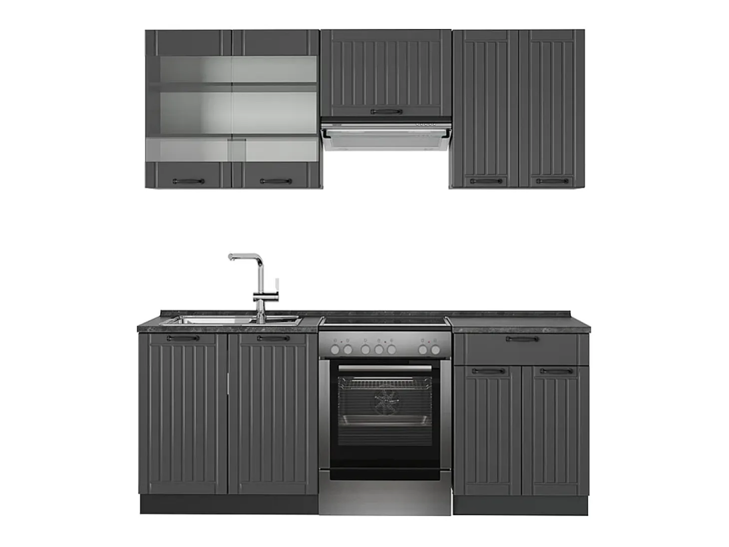 Mueble de cocina gris oscuro 200x46x81.6 fame-line