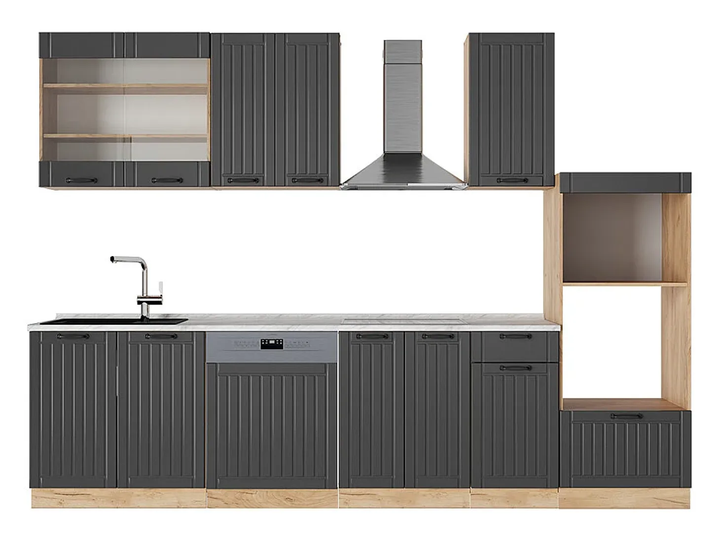 Mueble de cocina gris oscuro 300x60x81.6 fame-line
