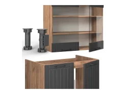Mueble de cocina gris oscuro 200x46x81.6 fame-line