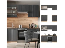 Mueble de cocina gris oscuro 200x46x81.6 fame-line