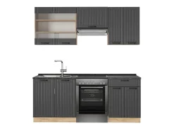 Mueble de cocina gris oscuro 200x46x81.6 fame-line