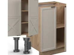 Mueble de cocina gris/beige/roble dorado 300x60x81.6 fame-line