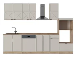 Mueble de cocina gris/beige/roble dorado 300x60x81.6 fame-line